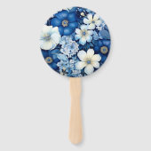 Éventail Mariage floral blanc et marine (Dos)