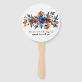 Éventail Mariage floral bleu et orange (Dos)