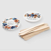 Éventail Mariage floral bleu et orange (Non-assemblé)