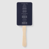 Éventail Mariage Floral bleu Gold Navy (Dos)