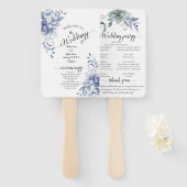 Éventail Mariage floral bleu poussiéreux (Devant et derrière)