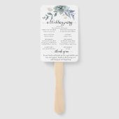 Éventail Mariage floral bleu poussiéreux (Dos)