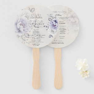 Éventail Mariage   Floral de Lilac rustique et d'Albâtre