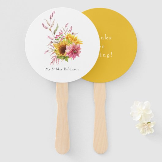 Éventail Mariage floral du Soleil de Bohême et de la Plum B (Devant et derrière)