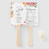 Éventail Mariage Floral Été Rose et Orange  (Devant et derrière)