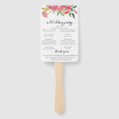 Éventail Mariage Floral Été Rose et Orange  (Dos)