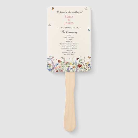 Éventail Mariage Floral Fleur sauvage rustique (Devant)