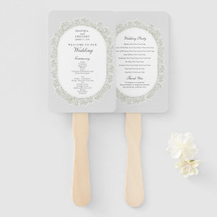 Éventail Mariage Floral Gypsophile Monogramme Souffle de Bé
