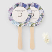 Éventail Mariage floral Lilac Dusty Blue (Devant et derrière)