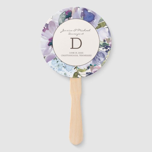 Éventail Mariage floral Lilac Dusty Blue (Devant)