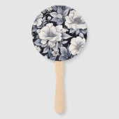 Éventail Mariage floral noir et blanc (Dos)