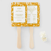 Éventail Mariage Floral Orange Vert (Devant et derrière)
