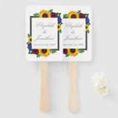 Éventail Mariage floral Rose de tournesol (Devant et derrière)