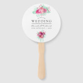 Éventail Mariage floral rose et menthe Favoriser (Devant)