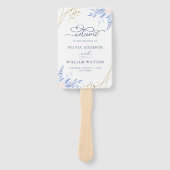 Éventail Mariage floral rose géométrique bleu Dusty (Devant)