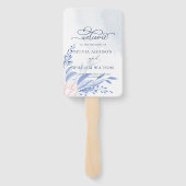 Éventail Mariage floral rose géométrique bleu Dusty (Dos)