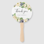 Éventail Mariage Floral Rustique Bienvenue Fan Main (Dos)