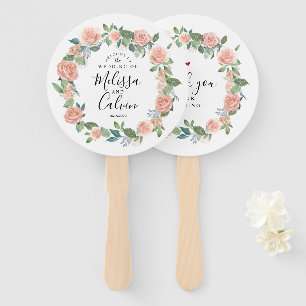 Éventail Mariage Floral Rustique Bienvenue Fan Main