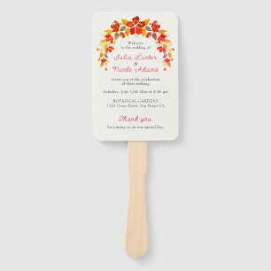Éventail Mariage Floral Tropical Hibiscus Orange Brûlé