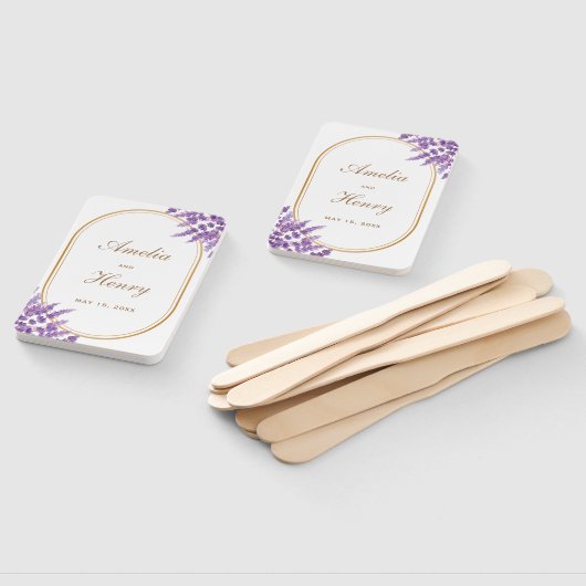 Éventail Mariage floral violet moderne (Non-assemblé)