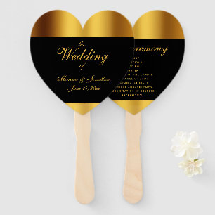 Éventail Mariage frontalier de luxe Black Gold Calligraphie