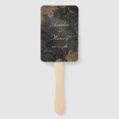 Éventail Mariage frontière en marbre noir orné de dentelle  (Dos)