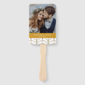 Éventail Mariage Géométrique Art Déco Gold White Gatsby (Devant)