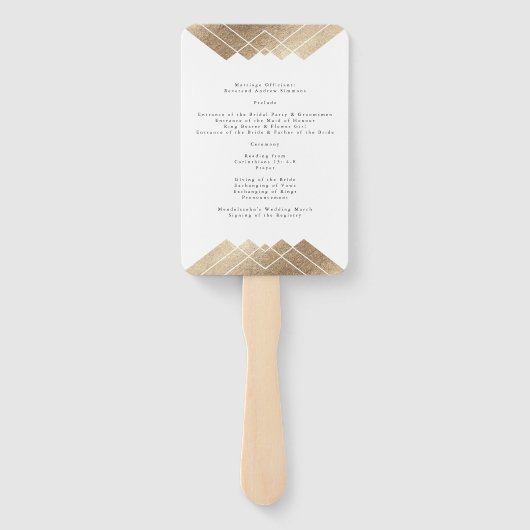 Éventail Mariage géométrique White Gold Gatsby (Dos)