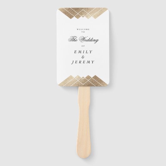 Éventail Mariage géométrique White Gold Gatsby (Devant)