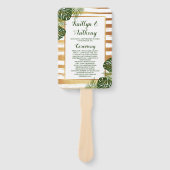 Éventail Mariage Gold Foil & Green Palm Leaf Beach (Devant)