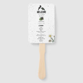 Éventail Mariage gothique Halloween Roses noires Corbeaux (Devant)