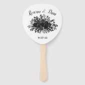 Éventail Mariage gothique Rose noir blanc (Devant)