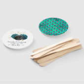 Éventail Mariage gothique turquoise et or Floral (Non-assemblé)