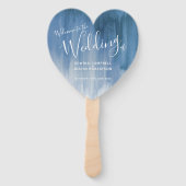 Éventail Mariage gris bleu moderne teinté fans de programme (Devant)