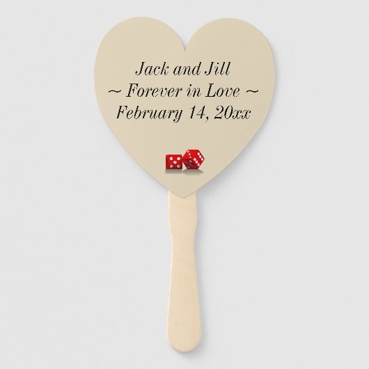 Éventail Mariage Heart Keepsaké - Las Vegas Dice on Craps (Dos)