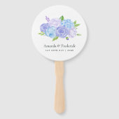 Éventail Mariage Hydrangea Bleu et Lavande Clair (Devant)