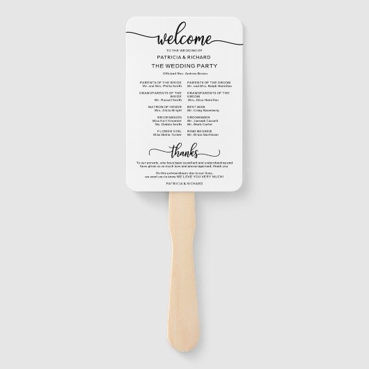 Éventail Mariage Icon Icon Chic Script Wedding Programme (Dos)