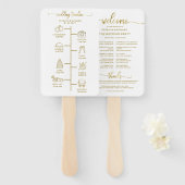 Éventail Mariage Icon Icon Chic Script Wedding Programme (Devant et derrière)