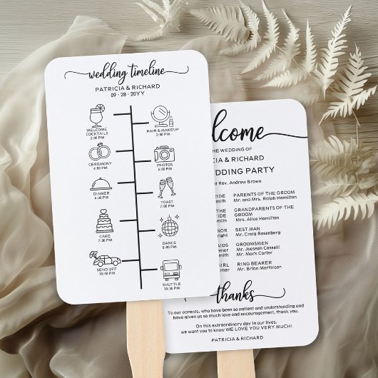 Éventail Mariage Icon Icon Chic Script Wedding Programme