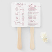 Éventail Mariage Icon Icon Chic Script Wedding Programme (Devant et derrière)