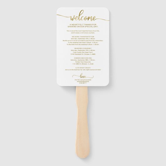 Éventail Mariage Itinéraire Icon Chic Script Mariage Bienve (Dos)