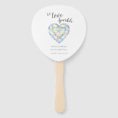 Éventail Mariage laisser l'amour scintiller losange aquarel (Devant)