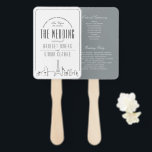 Éventail Mariage Las Vegas | Ventilateur main du programme<br><div class="desc">Un ensemble unique d'éventails de mains/programmes de mariage décorés sur le thème de la skyline et spécialement adaptés à votre futur mariage dans la belle ville de Las Vegas, Nevada. Ils comportent un message d'accueil à l'avant et les détails uniques de votre mariage à l'envers. L'envers présente une nuance douce...</div>