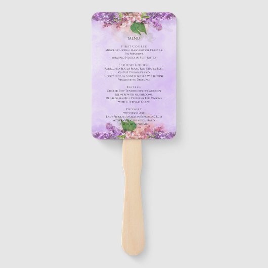 Éventail Mariage Lilac Fleurs violettes et roses (Dos)