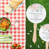 Éventail Mariage m mme heart script blush floral blanc