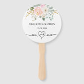 Éventail Mariage m mme heart script blush floral blanc (Dos)