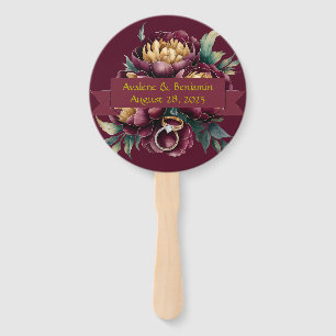 Éventail Mariage Mariage Marsala Gold Peony