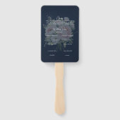 Éventail Mariage Marine et Pink Peony (Dos)