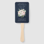 Éventail Mariage Marine et Pink Peony (Devant)