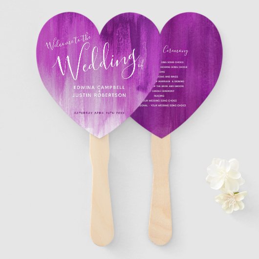Éventail Mariage mauve mauve programme d'art moderne fans (Devant et derrière)